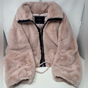 Lucky Brand pink Faux Fur Jacket woman’s size S/P rose gold zipper preowned